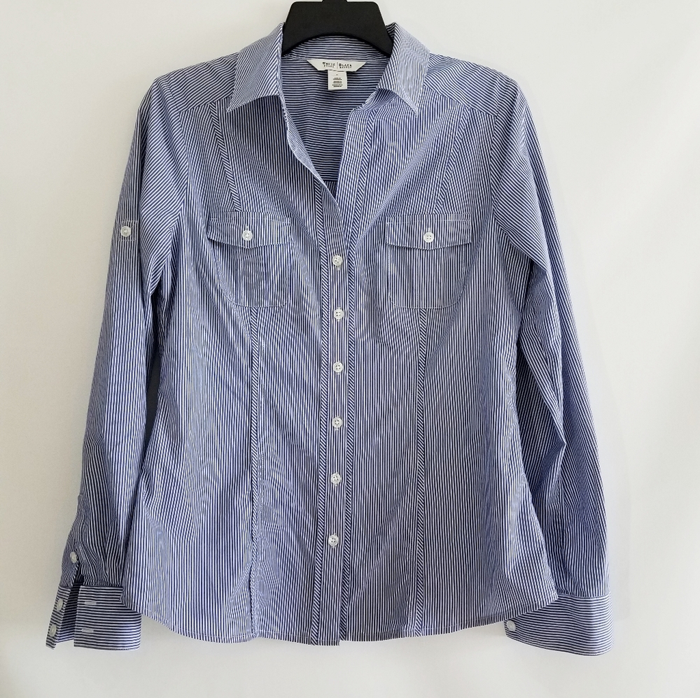 WHBM Long Sleeve Stripe Button Down Shirt